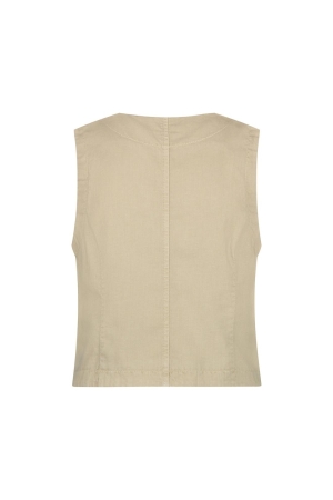 Red Button Waistcoat cotton linen Pebble