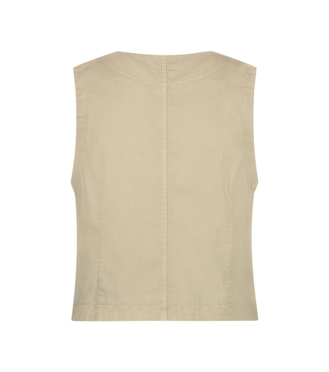 Red Button Waistcoat cotton linen Pebble