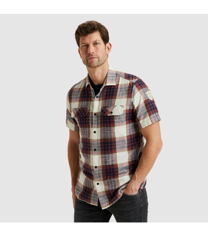 PME Legend Short Sleeve Shirt Y/D Slub Herrin 4021 Dry rose