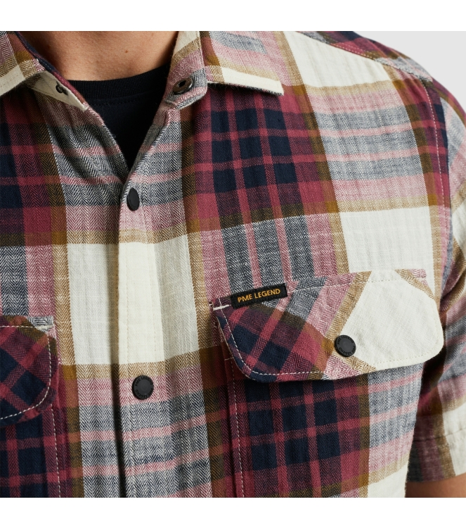 PME Legend Short Sleeve Shirt Y/D Slub Herrin 4021 Dry rose