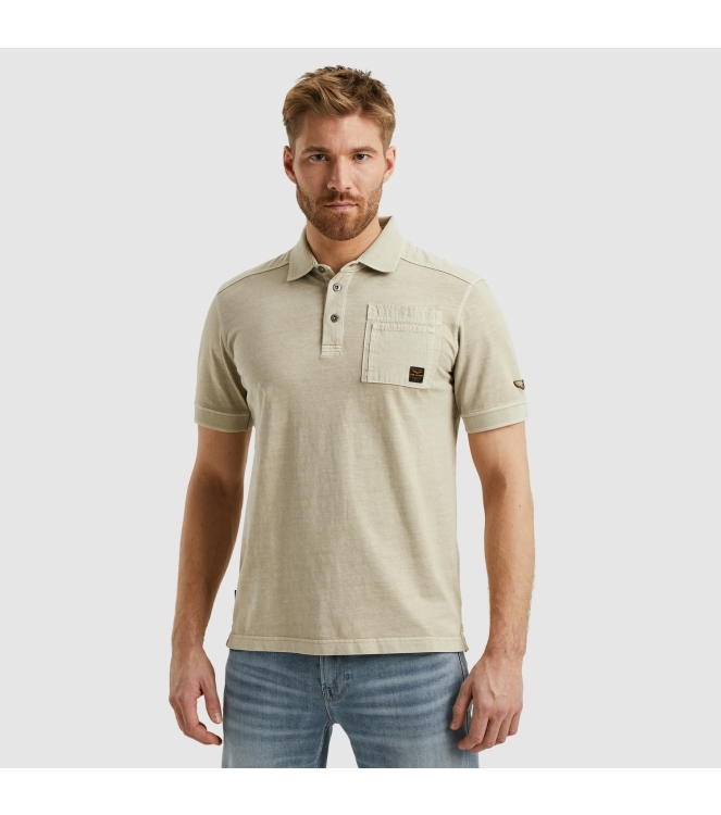 PME Legend Short sleeve polo cargo garment dy 7013 Bone white