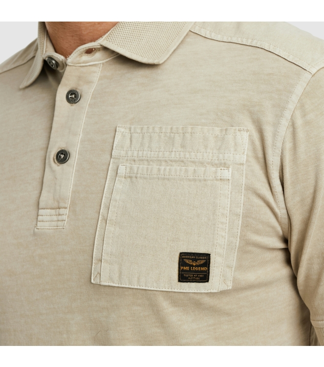 PME Legend Short sleeve polo cargo garment dy 7013 Bone white