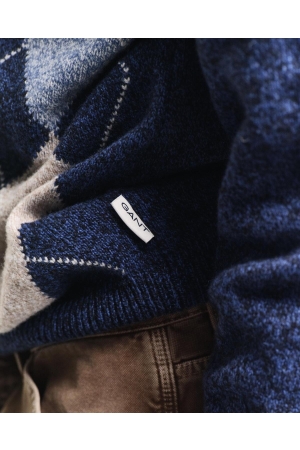 Gant Argyle Crew Neck Sweater 433 evening blue