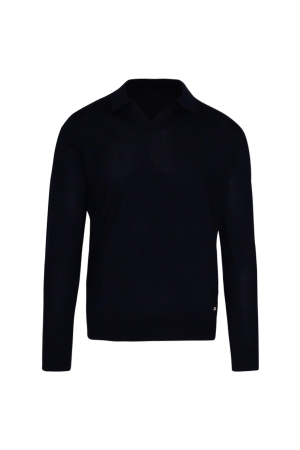 Born with Appetite Connor Knitted Polo Merino Ls 16gg 290 Navy