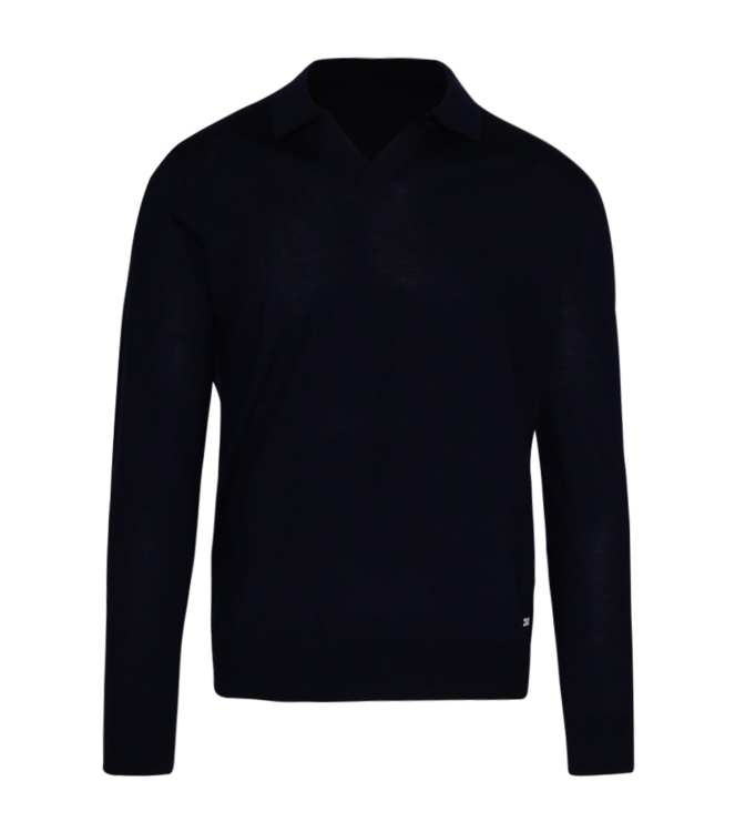 Born with Appetite Connor Knitted Polo Merino Ls 16gg 290 Navy