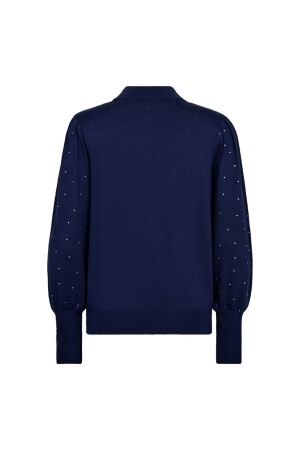 Freequent High neck sleev w. rhinestone Patriot blue