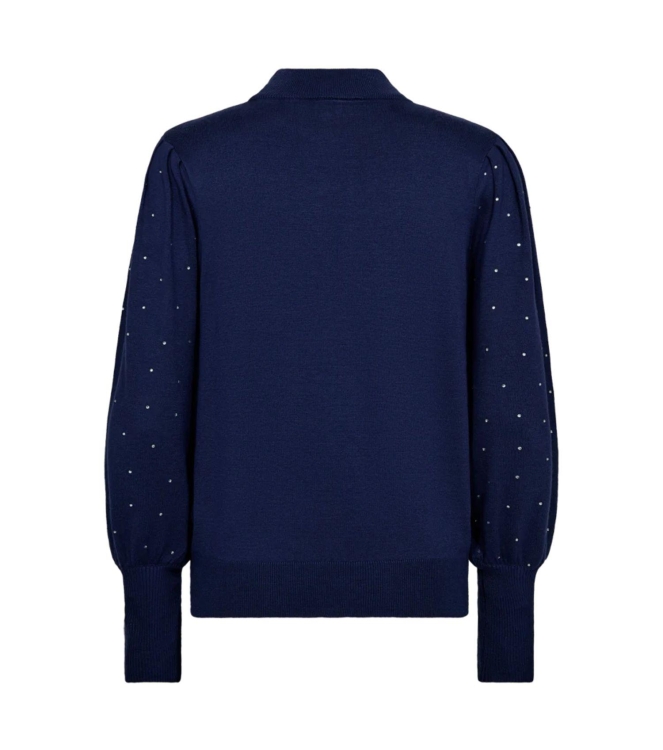 Freequent High neck sleev w. rhinestone Patriot blue