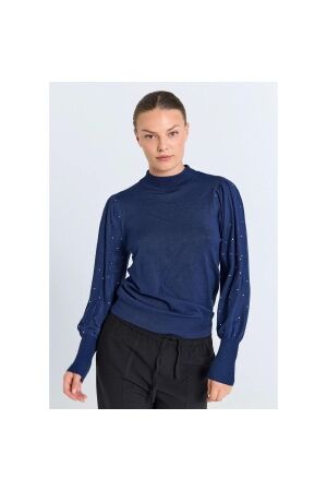 Freequent High neck sleev w. rhinestone Patriot blue