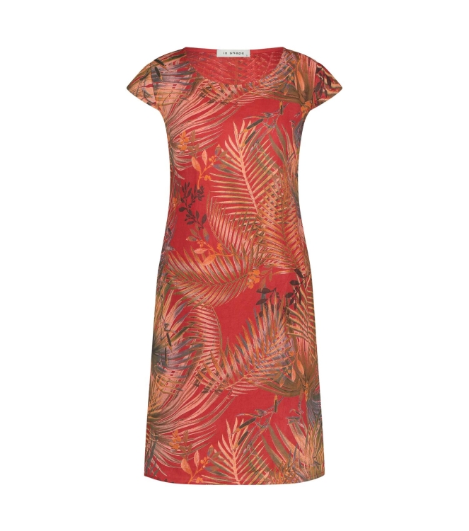 In Shape Dress Fien Leaves 649 Red combi