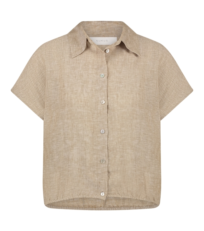 NUKUS Julietta Top Melange 42 dark sand