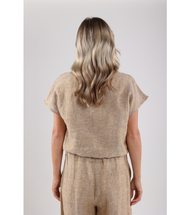 NUKUS Julietta Top Melange 42 dark sand