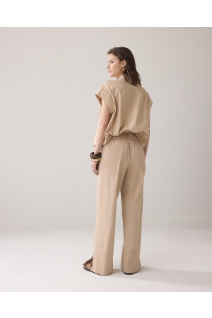 Summum Woman Trousers long cotton stretch 707 Sesame
