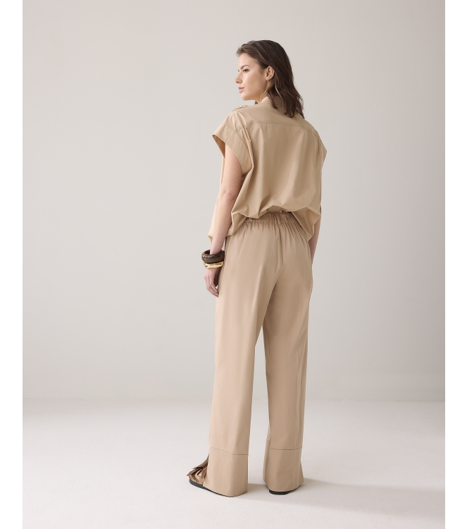 Summum Woman Trousers long cotton stretch 707 Sesame