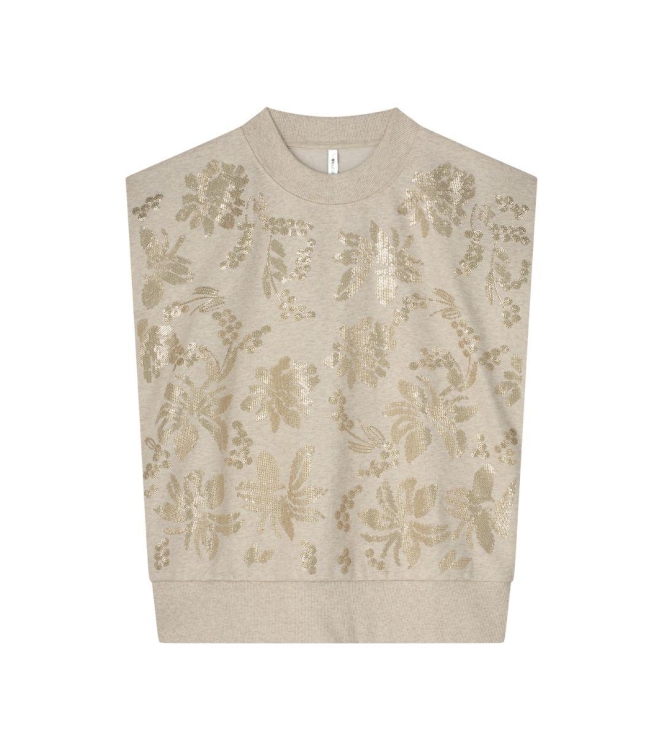 Summum Woman Short sleeve embellished sweatshirt 702 Pebble beige