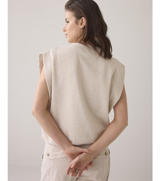 Summum Woman Short sleeve embellished sweatshirt 702 Pebble beige