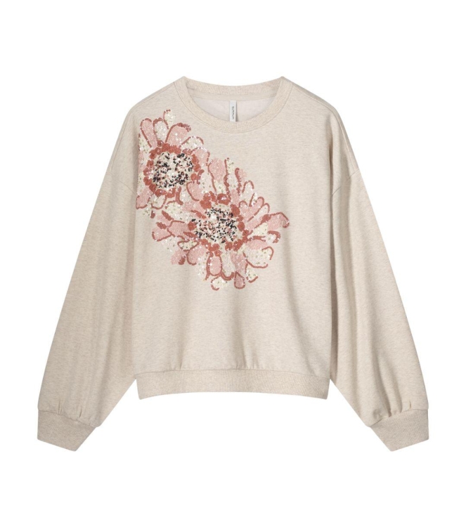 Summum Woman Long sleeve embellished sweatshirt 702 Pebble beige
