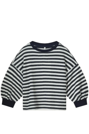 Summum Woman Jersey Sweater Waffle Lurex Stripe 480 Navy noir