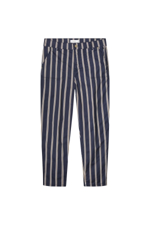 Summum Woman Tapered pant multi stripe cotton twill 480 Navy noir