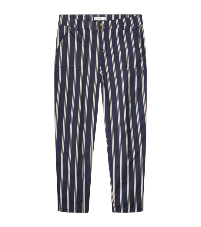 Summum Woman Tapered pant multi stripe cotton twill 480 Navy noir