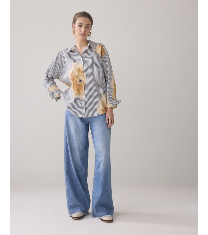Summum Woman Blouse flowers and stripes 120 Multicolour