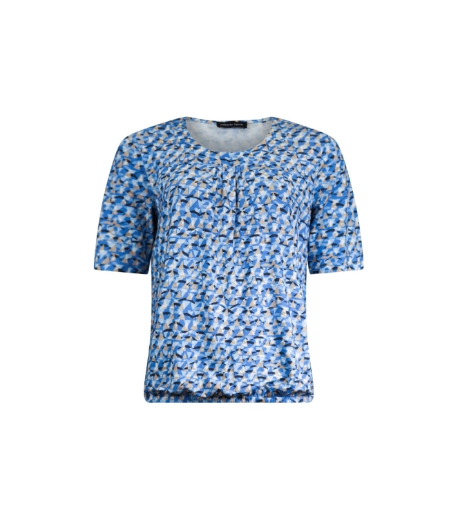 Sarto Fashion Blouson elastic o-neck s/s m1731 cornflower-sky+layered graphi