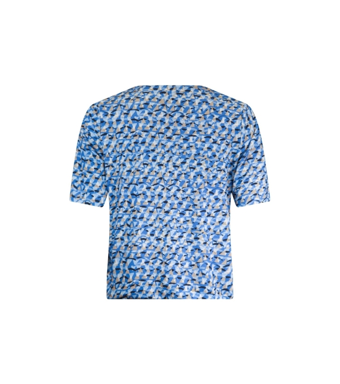 Sarto Fashion Blouson elastic o-neck s/s m1731 cornflower-sky+layered graphi