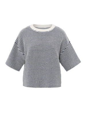 Yaya Fluffy stripe sweater ss 99986 Off white