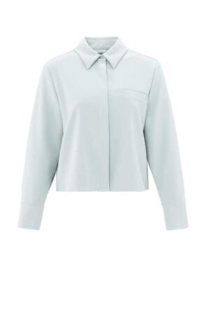 Yaya Cropped shirt with pocket 44104 Northern droplet grey