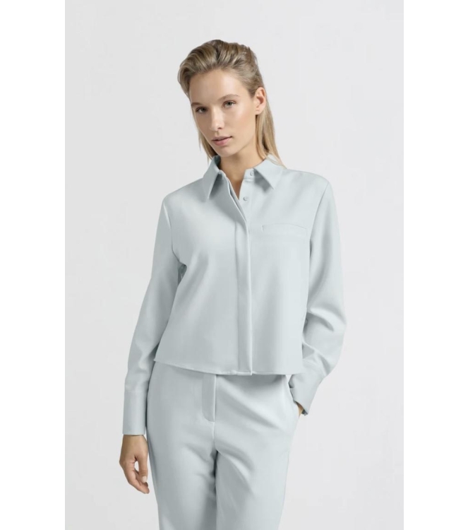 Yaya Cropped shirt with pocket 44104 Northern droplet grey