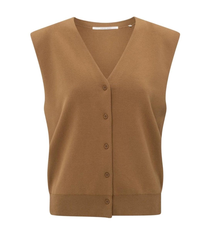 Yaya Knitted spencer with shoulder 71044 Chipmunk brown