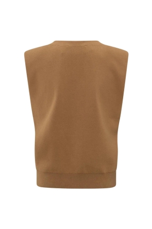 Yaya Knitted spencer with shoulder 71044 Chipmunk brown