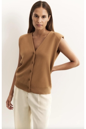 Yaya Knitted spencer with shoulder 71044 Chipmunk brown