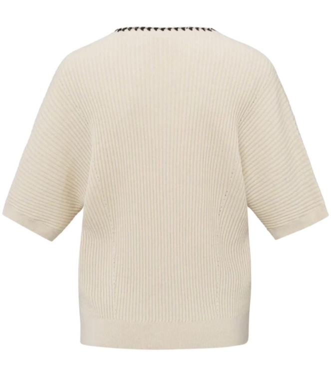 Yaya Rib cardigan with fun detail a 20908 Summer sand