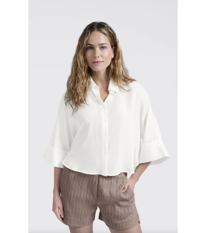Yaya Cropped loose fit blouse 00000 Pure white