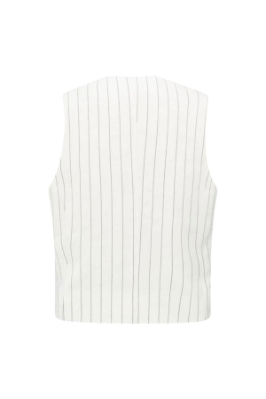Yaya Linen mix pinstripe gilet 999881 Sand linen beige dessin