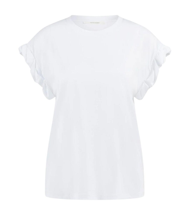 Yaya T-shirt with roll-up 00000 Pure white