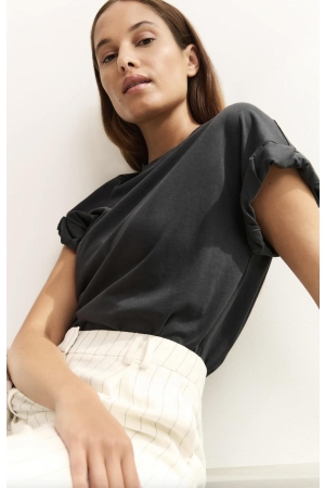 Yaya T-shirt with roll-up 99989 Washed black