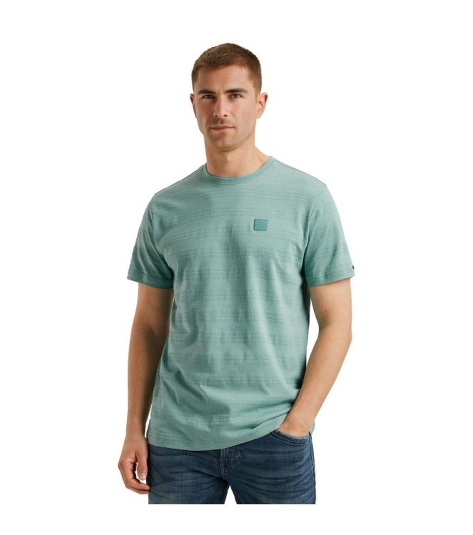 PME Legend Short sleeve r-neck jacquard strip 5149 Cameo blue