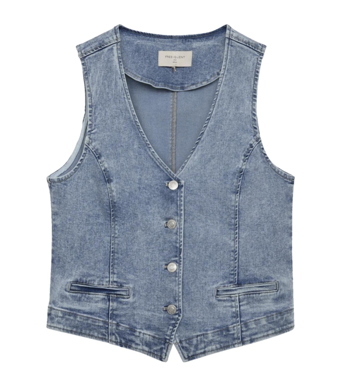 Freequent Denim waistcoat light blue denim