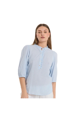 Freequent Blouse 1708 Chambray blue w. star off white