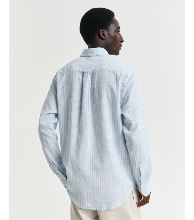 Gant REG COTTON LINEN STRIPE SHIRT 457 fresh blue