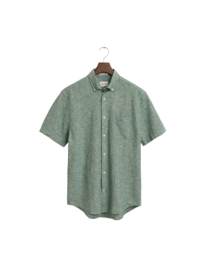 Gant REG COTTON LINEN SS SHIRT 318 woody green