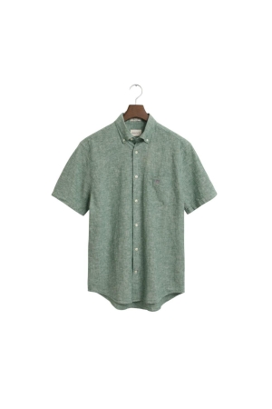 Gant REG COTTON LINEN SS SHIRT 318 woody green