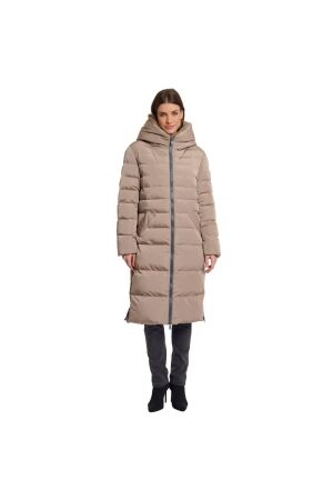 Rino en Pelle Long padded hooded coat with faux fur 10868 toffee