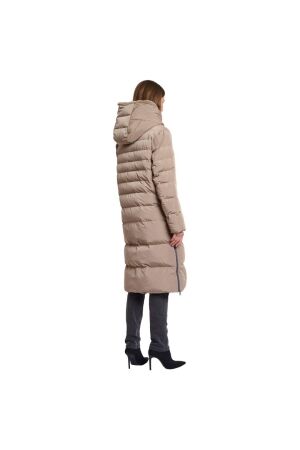 Rino en Pelle Long padded hooded coat with faux fur 10868 toffee