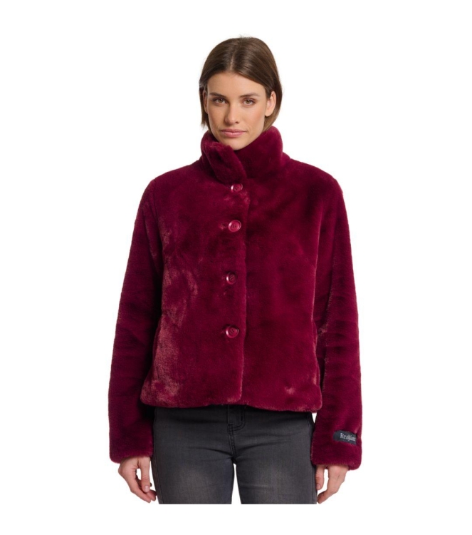 Rino en Pelle Single breasted fake fur jacket 10881 sugar plum