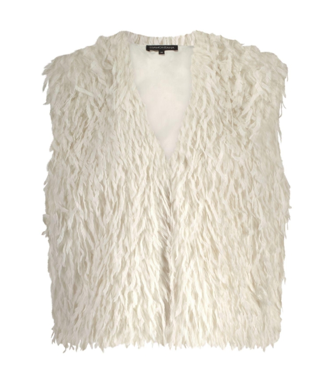 Tramontana Faux Fur Feather Vest 1100 Off white