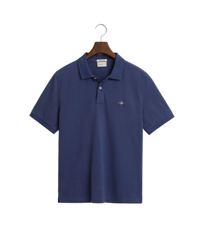 Gant Regular Fit Shield Piqué Polo Shirt 401 dusty navy