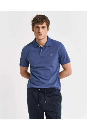 Gant Regular Fit Shield Piqué Polo Shirt 401 dusty navy