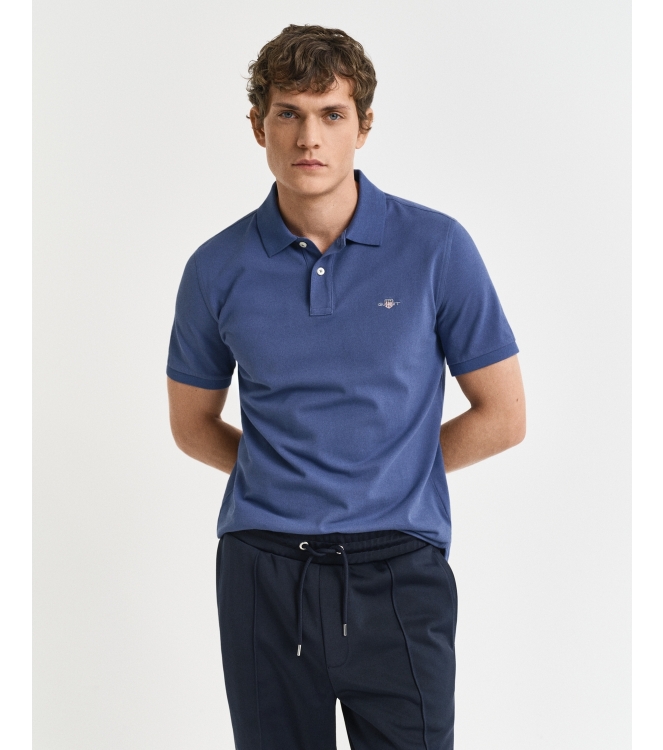 Gant Regular Fit Shield Piqué Polo Shirt 401 dusty navy